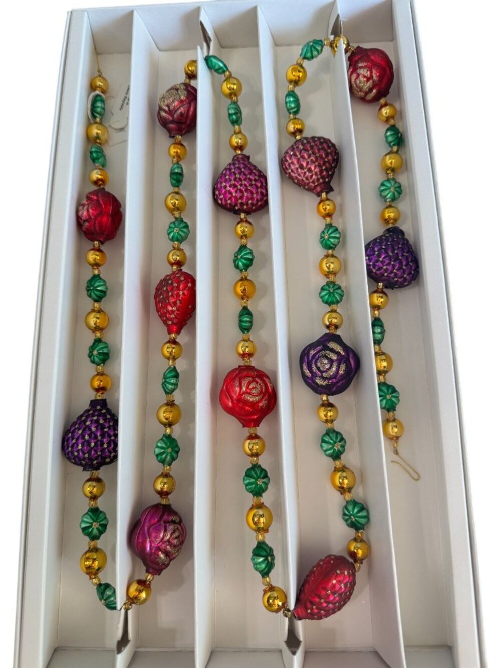 Neiman Marcus Czech Glass Beaded Garland 62" Old Stock Christmas Decor